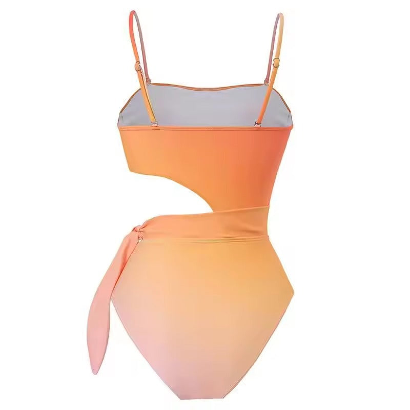 Ombre Flower One piece Swimwear Monokini with Flowered Coverup