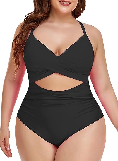 Halter Back Tie Knot Ruffle Women Sexy Cutout One Piece Swimsuits Tummy Control High Waisted