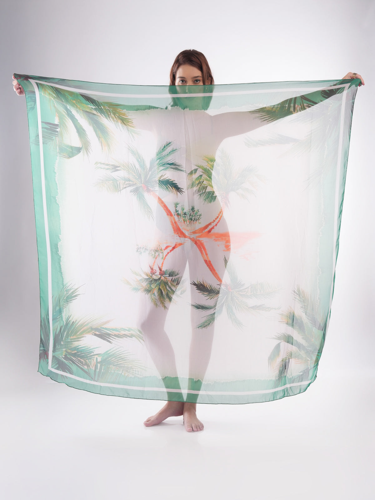 Bold Curve Ombre Green One Pcs Swimwear with Cover up