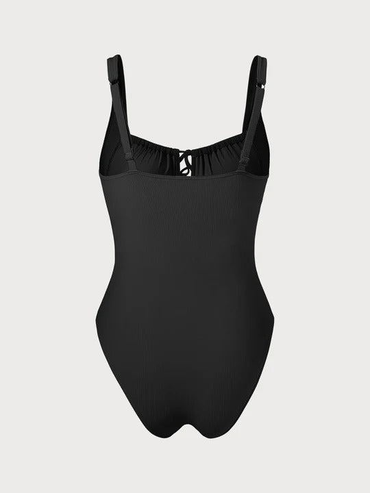 Halter Front Cut out One Piece Swimsuits Tummy Control High Waisted Swimwear