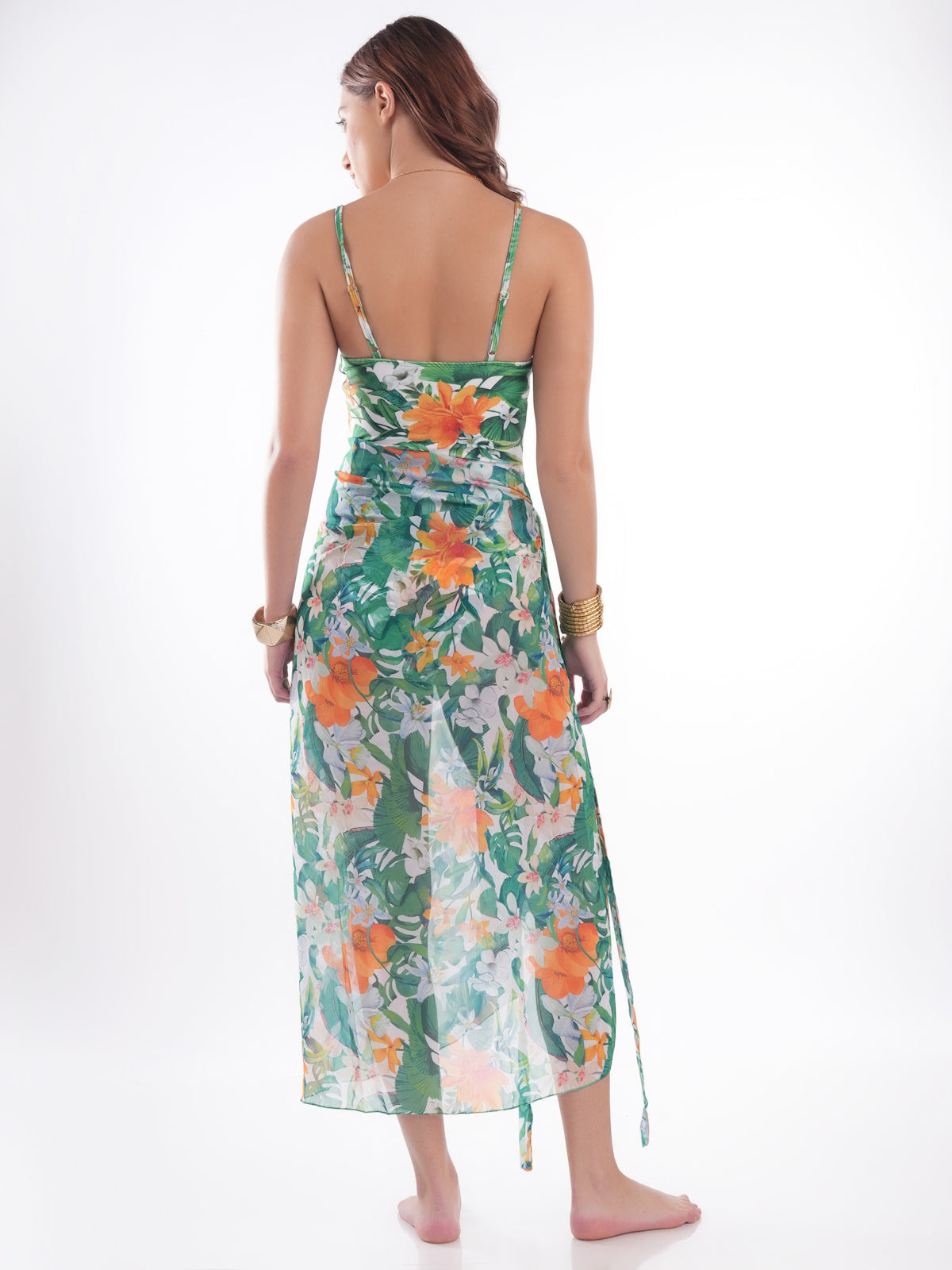 Bold Curve Hawaiian Floral Underwired One Piece Swimwear with Sarong