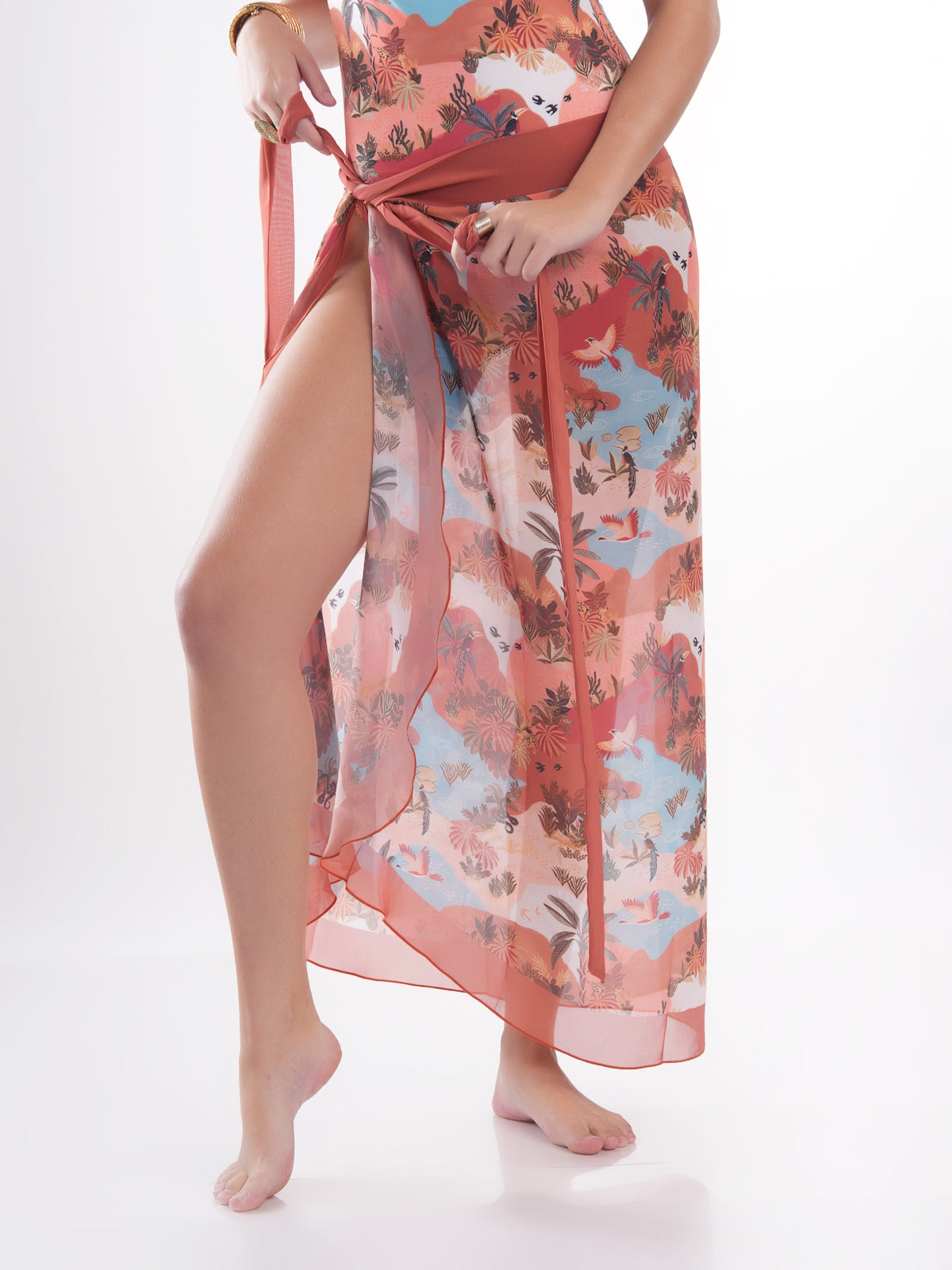 Bold Curve Jungle Life Swimwear Underwired One Piece Swimsuit for Women with Sarong