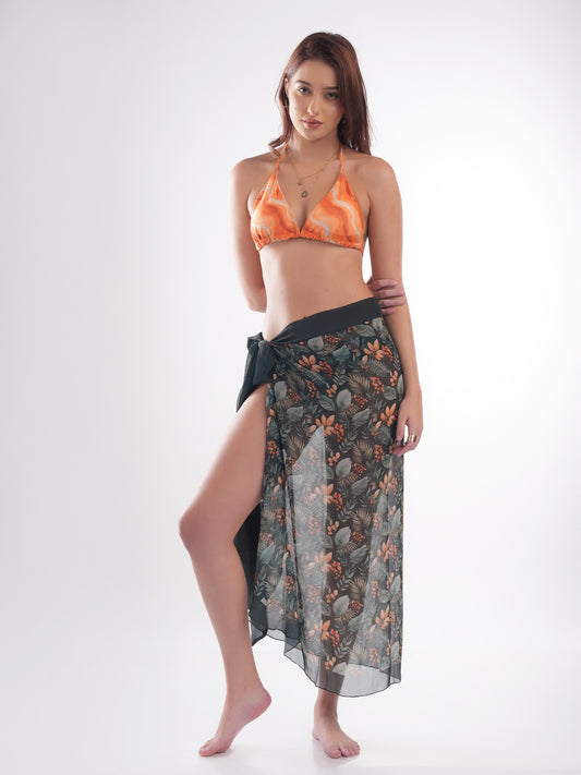 Bold Curve Coral Garden Sunkissed Swimwear Two Piece Bikini for Women with Sarong