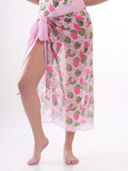 Bold Curve Dragon Fruit Swimwear for Women with Cover up
