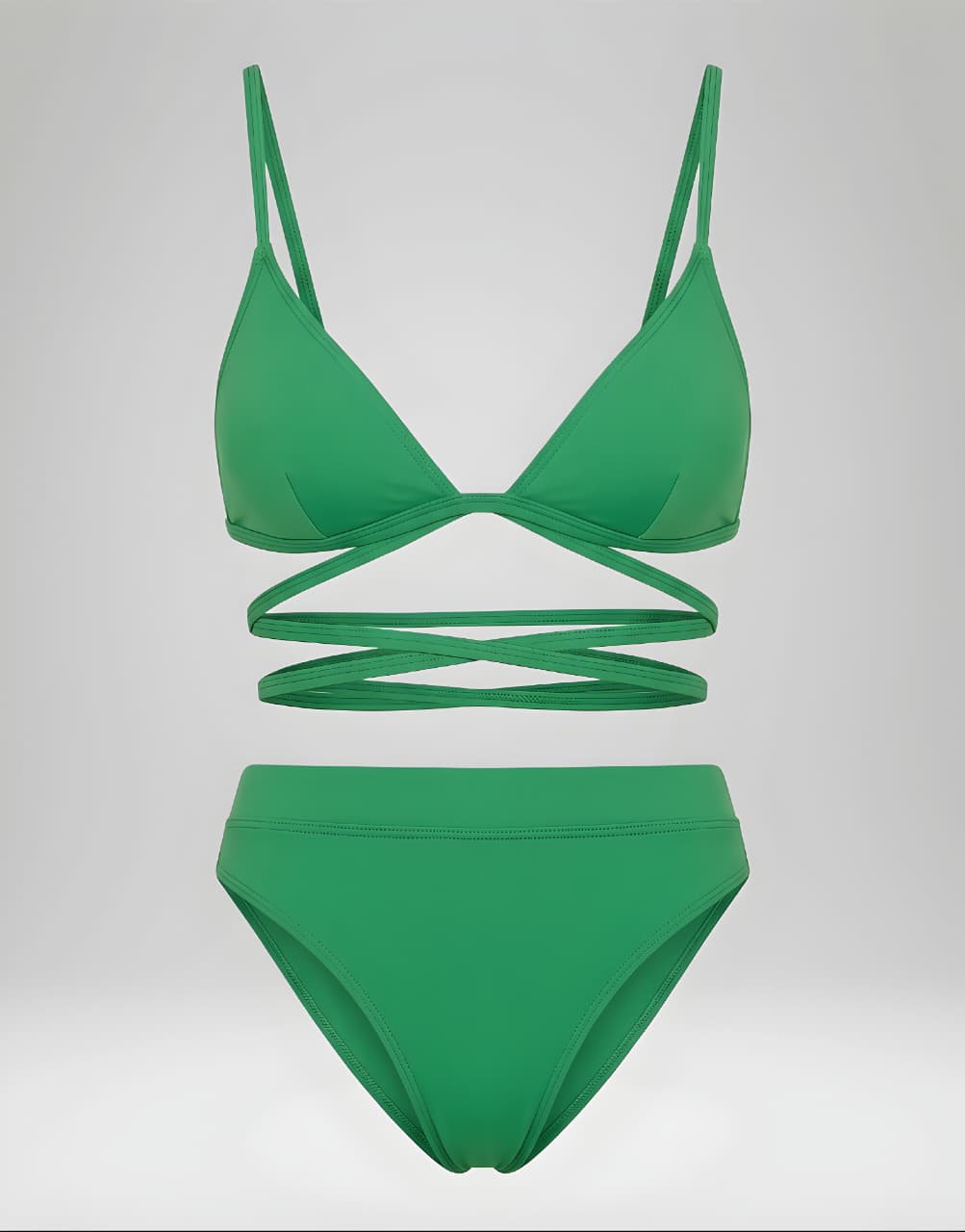 Green Triangle String Top Swimwear Bikini with Bottom
