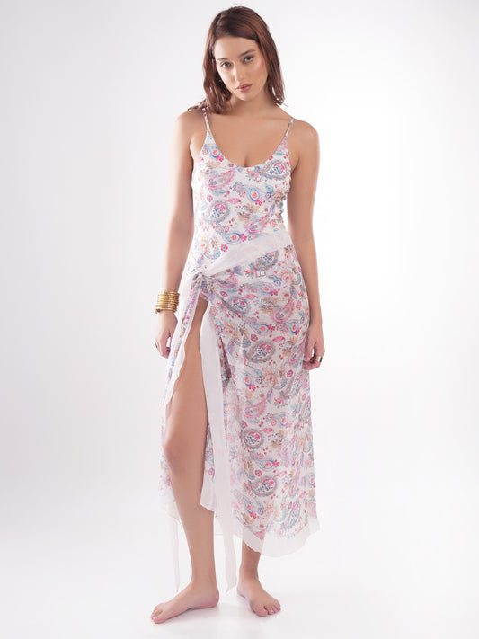 Bold Curve Paisley Paradise Swimwear One Piece Swimsuit for Women with Sarong