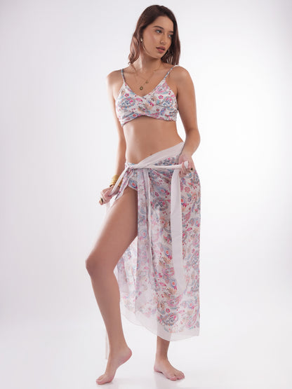 Bold Curve Paisley Paradise Swimwear Front Cross Two Piece for Women with Cover up